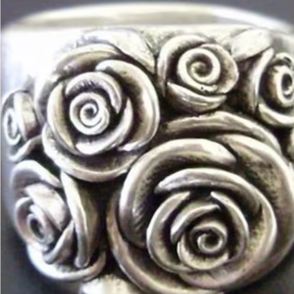 Elegant Silver Rose Ring white gold plated - Picture 4 of 4